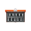 Juego de 10 dados cuadro 3/8' punta torx, estuche metálico