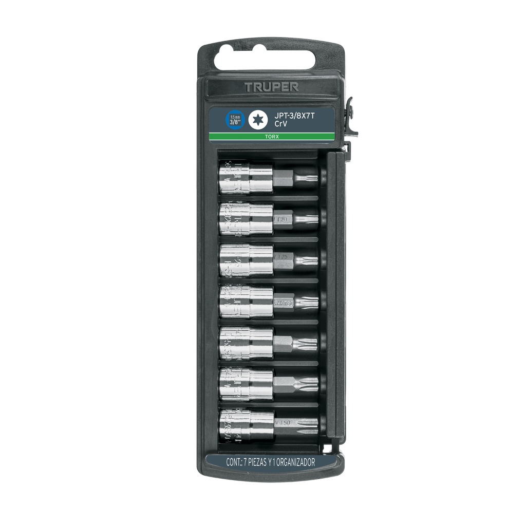Juego de 7 dados cuadro 3/8' punta torx, TRUPER