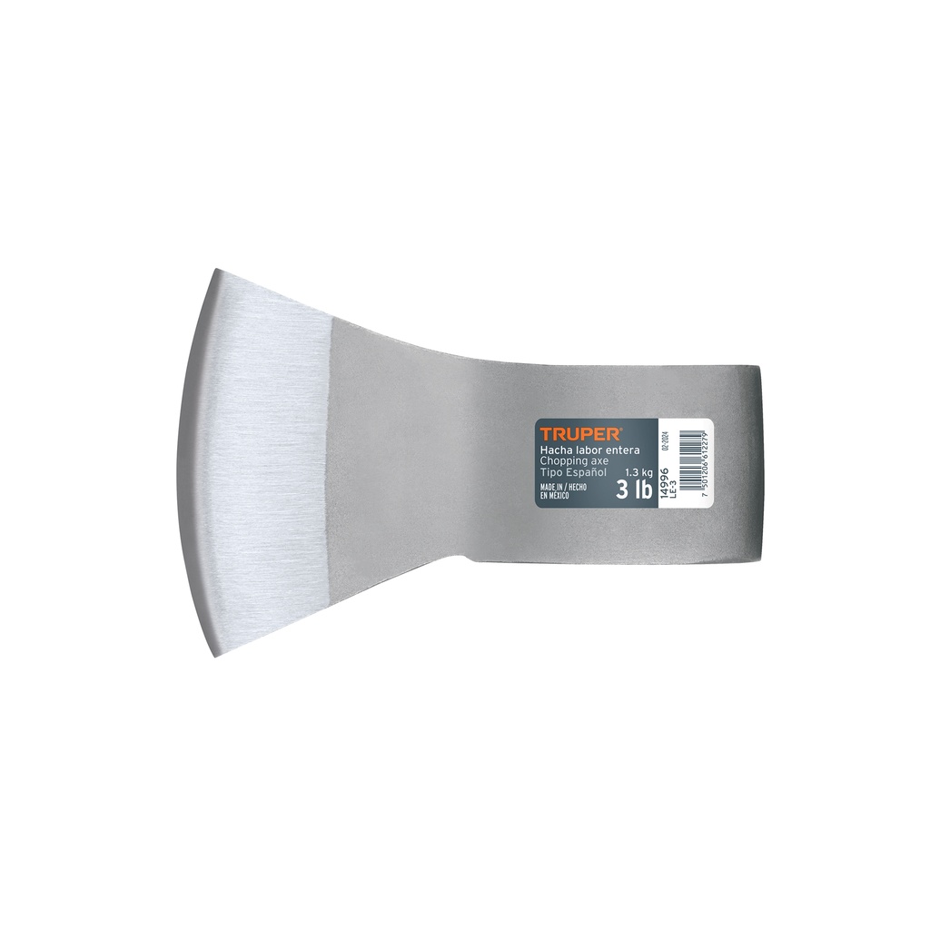 Hacha labor entera 3 lb, sin mango, TRUPER
