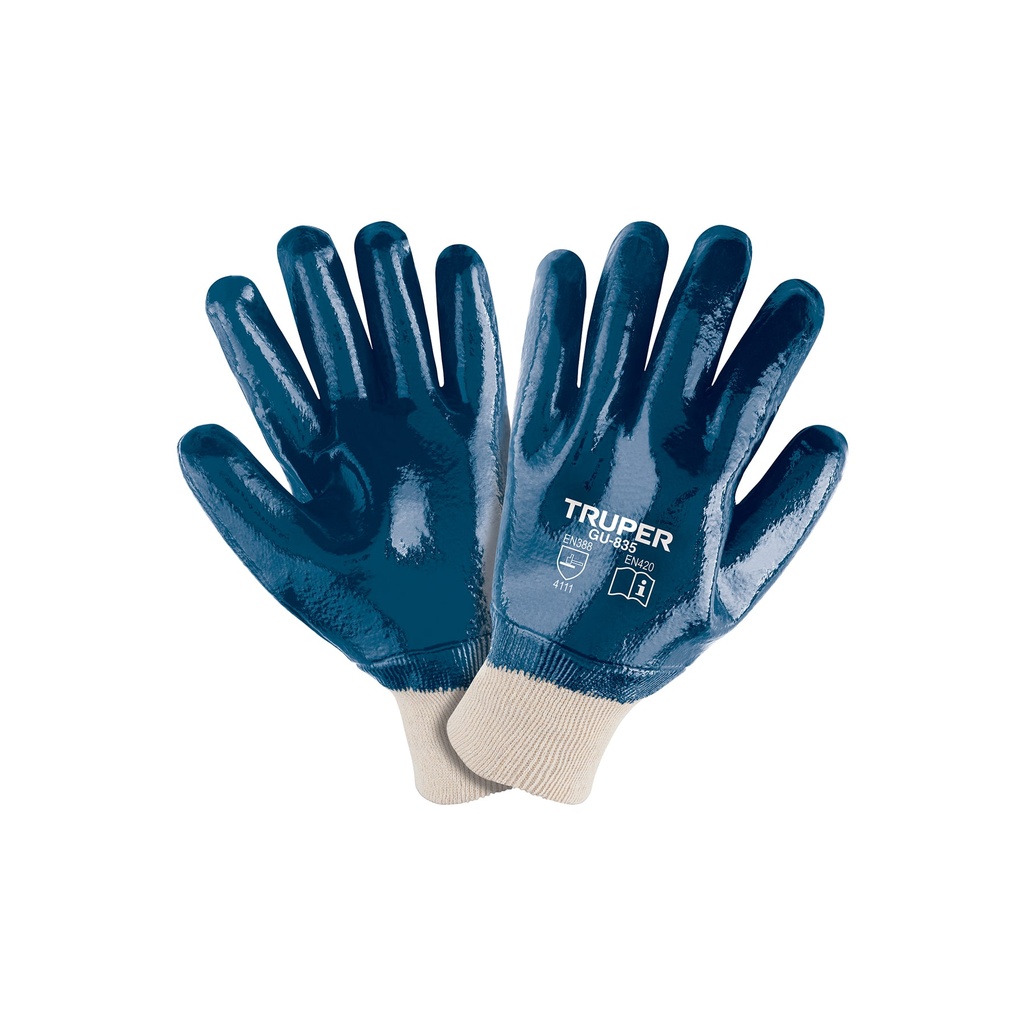 Guantes de algodón recubiertos de nitrilo puño tejido,TRUPER