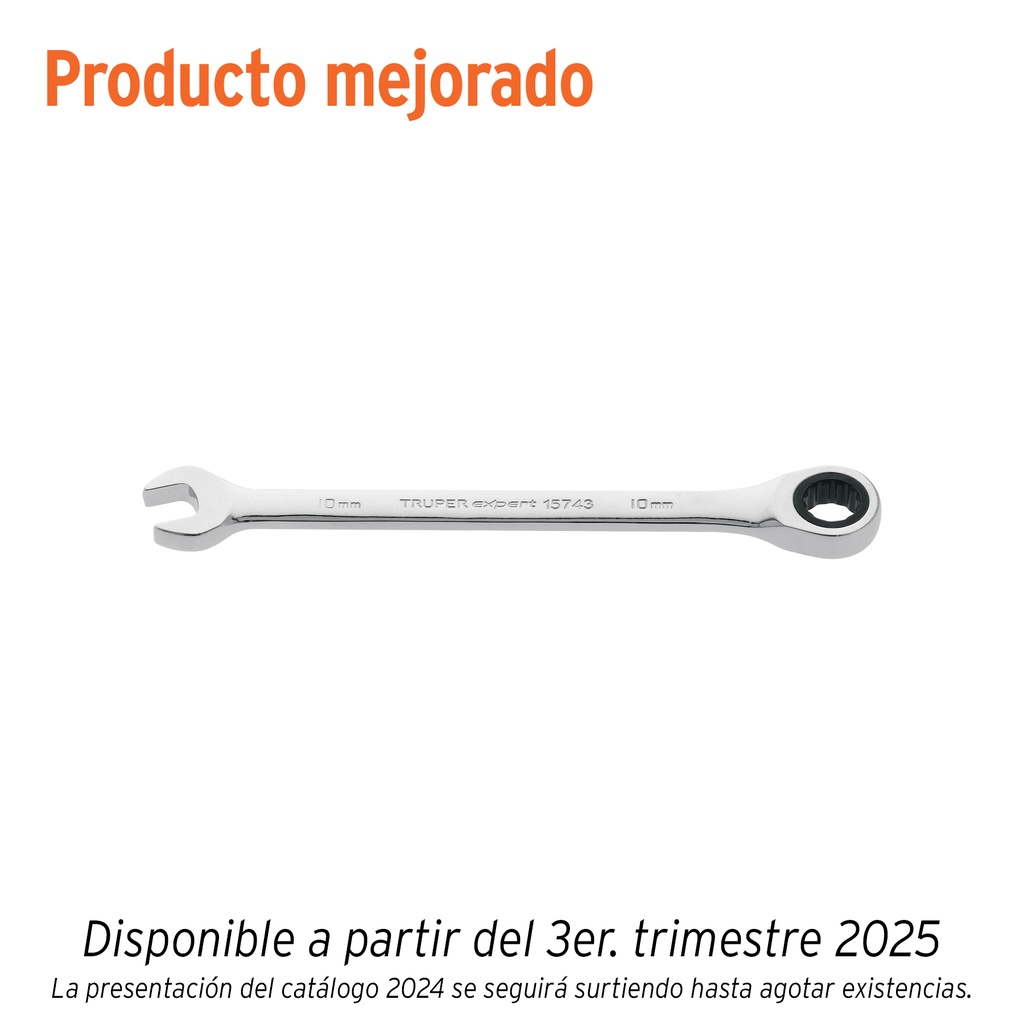 Llave combinada con matraca 10 mm x 154 mm largo, EXPERT