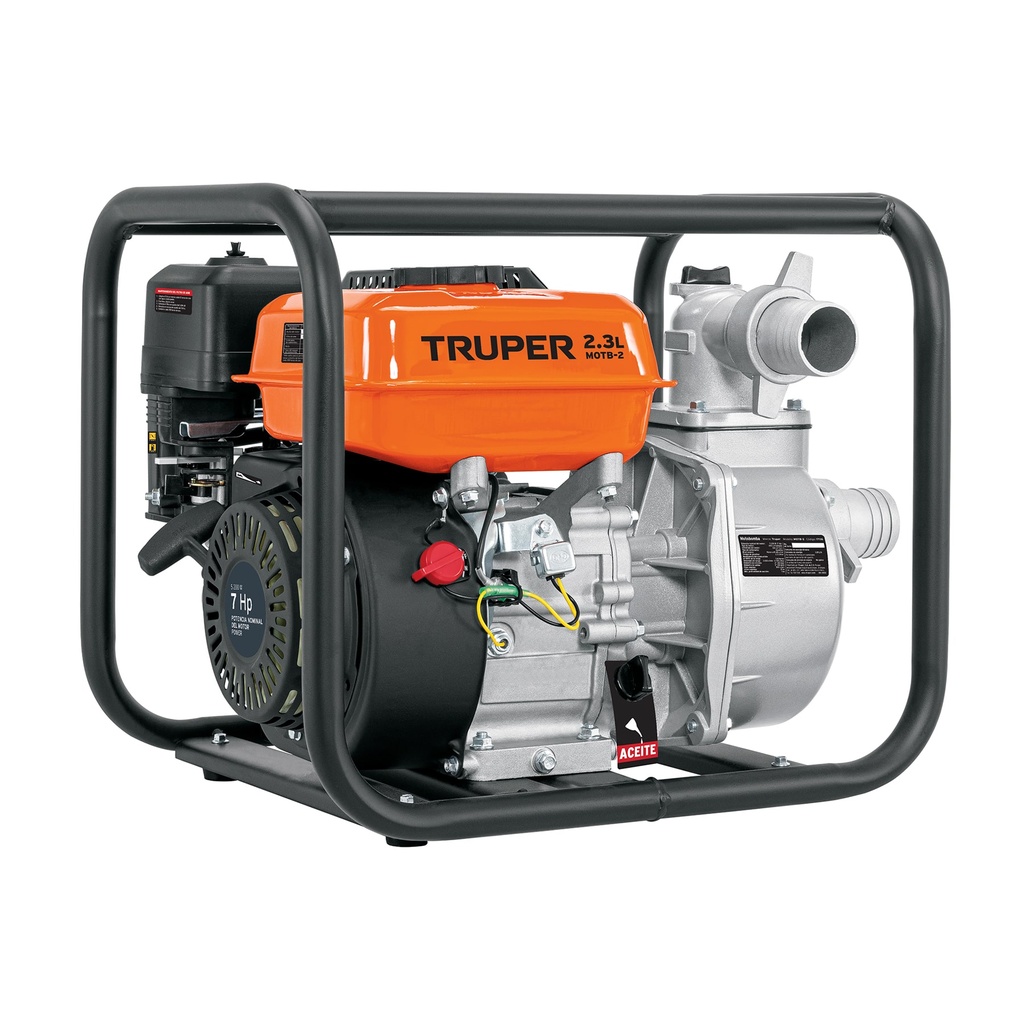 Motobomba autocebante 2'x2', gasolina 7HP, agrícola, TRUPER