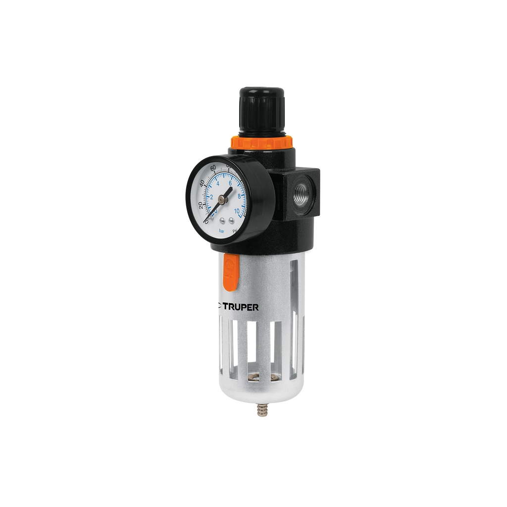 Filtro y regulador, presión de aire, cuerda 1/4' NPT, TRUPER