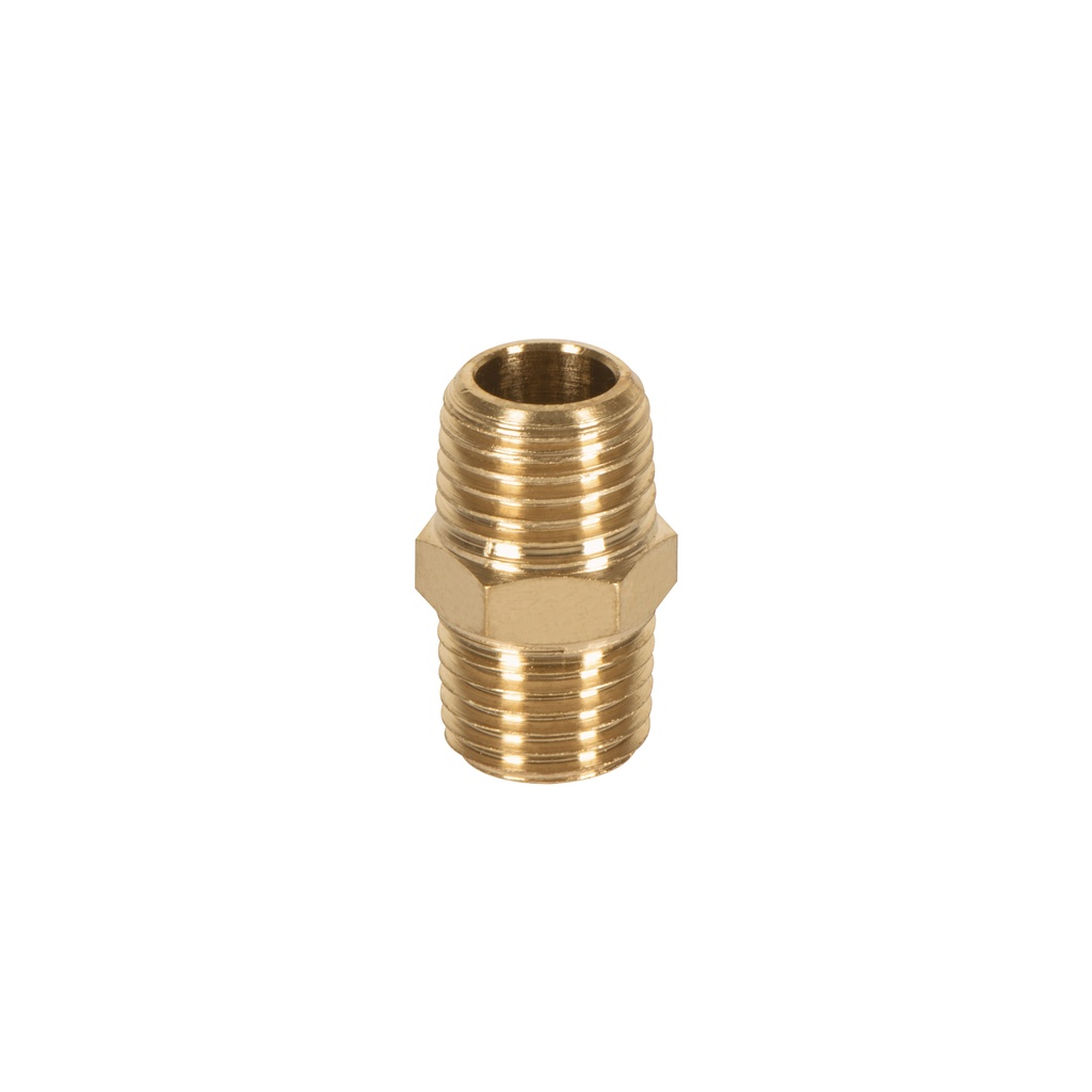 Niple de latón, macho-macho, cuerda 1/4' NPT, TRUPER