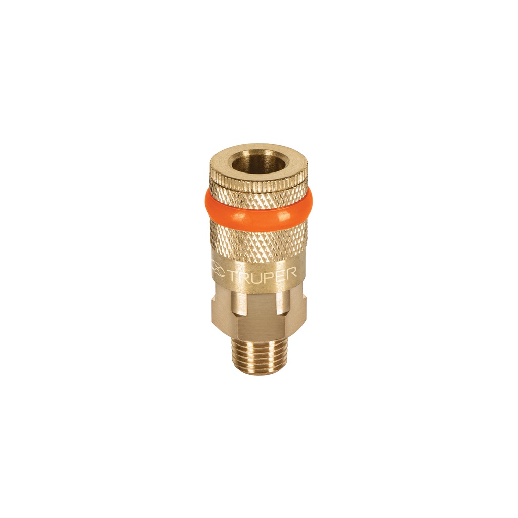 Cople rápido de latón, macho, cuerda 1/4' NPT, TRUPER