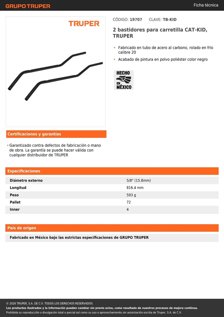 2 bastidores para carretilla CAT-KID, TRUPER