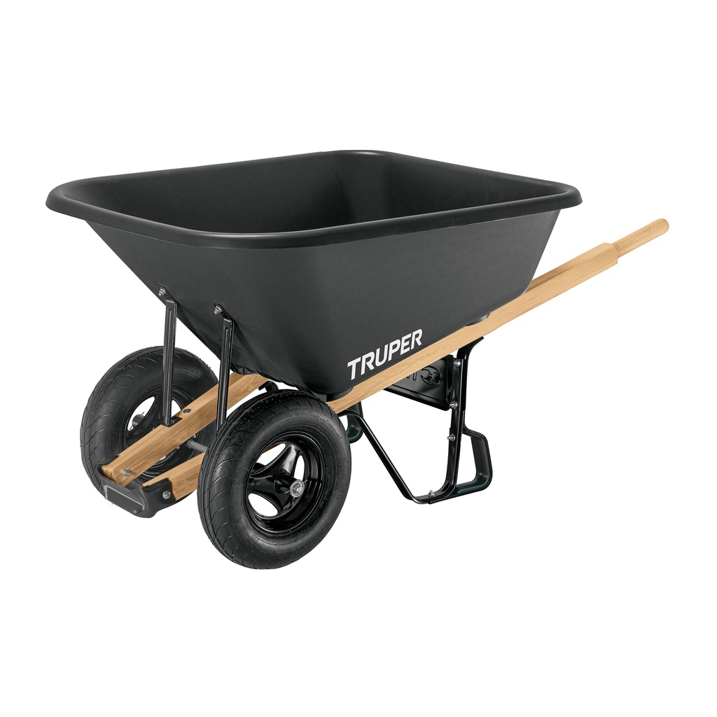 Carretilla c/plástica 8 ft3 Doble llanta neumática b/madera