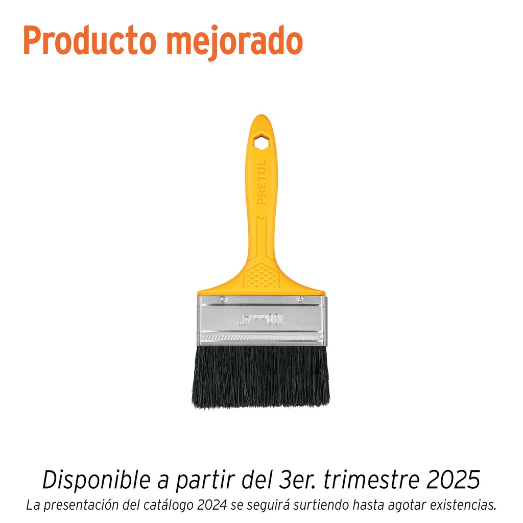 Brocha uso general de 4' con mango de plástico, PRETUL