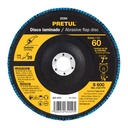 Disco laminado 7', grano 60 centro 7/8', fibra, PRETUL