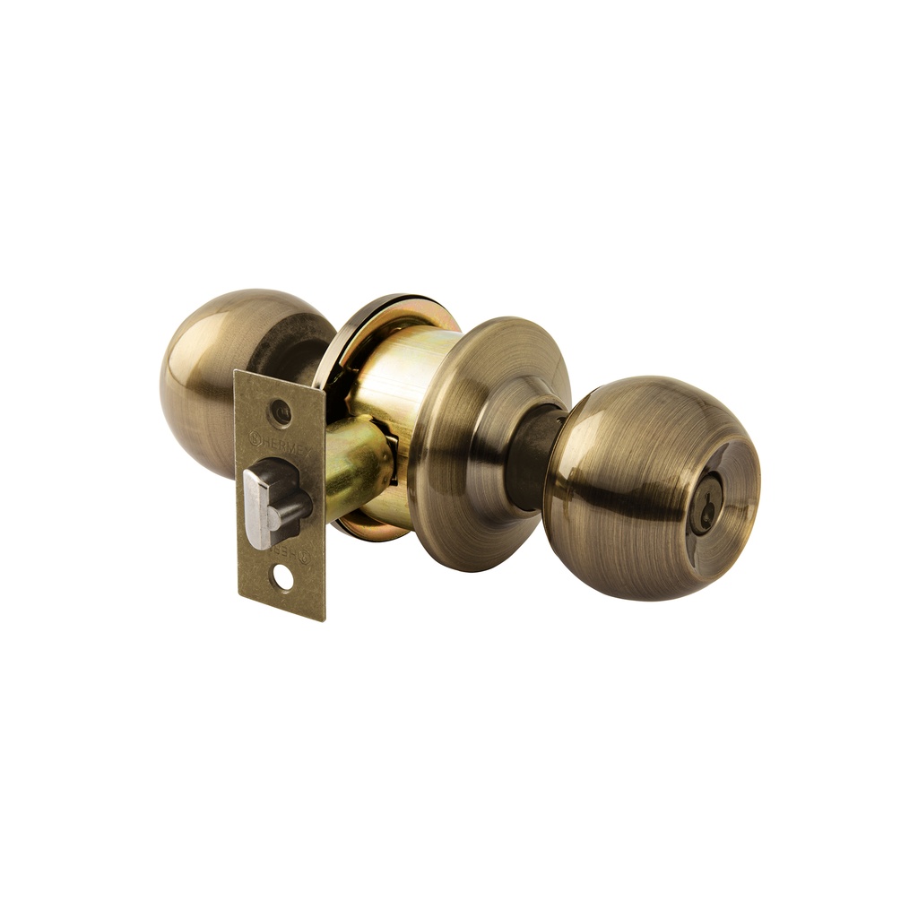 Combo cerraduras, llave-llave, latón antiguo, HERMEX BASIC