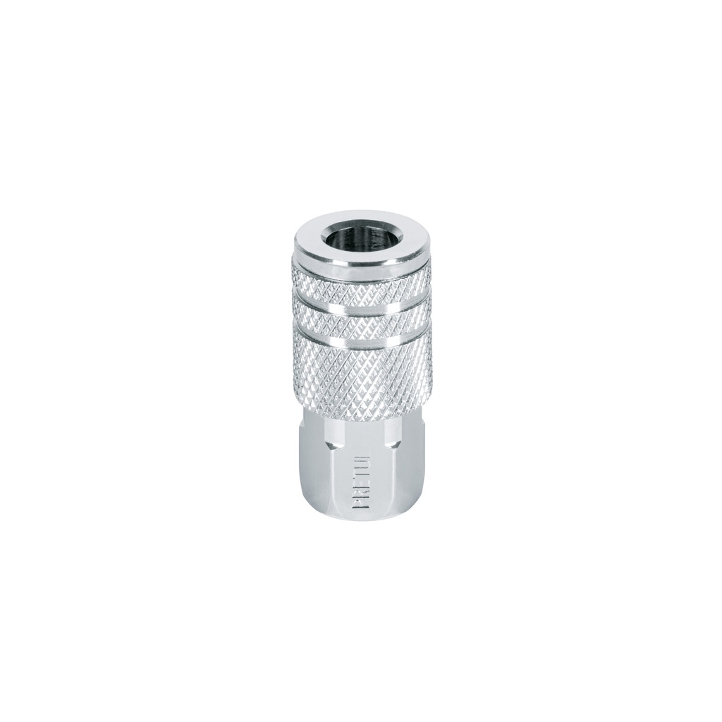 Cople rápido de acero, hembra, cuerda 1/4' NPT, PRETUL