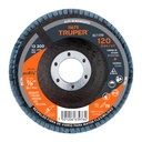 Disco laminado 4-1/2', grano 120 centro 7/8', fibra, TRUPER