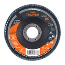 Disco laminado 4-1/2', grano 80 centro 7/8', fibra, TRUPER