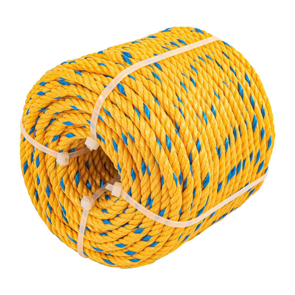 Metro de cuerda amarilla de polipropileno 6 mm, rollo 46m