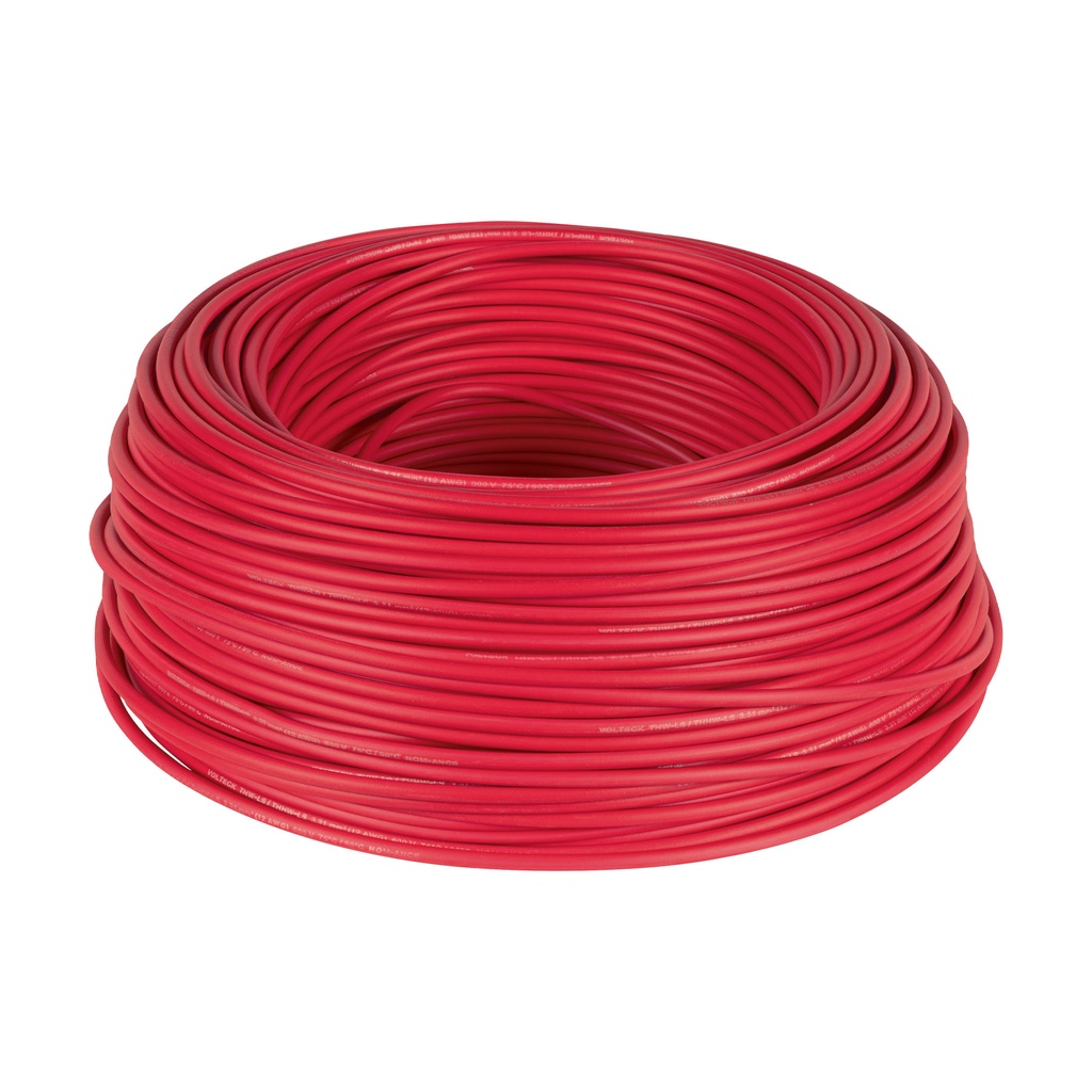 Rollo de 100 metros de cable THW CCA 12 AWG rojo, BASIC