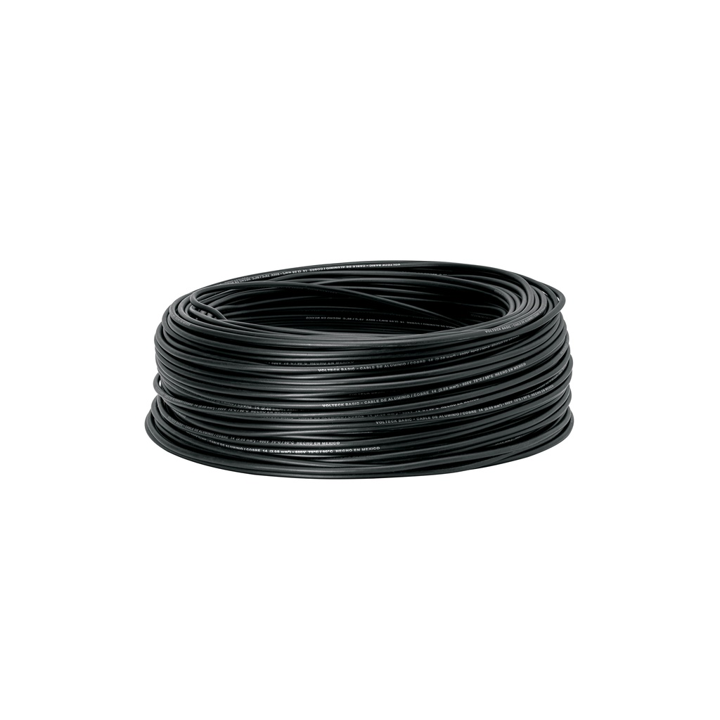 Rollo de 100 metros de cable THW CCA 14 AWG negro, BASIC
