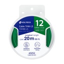 Carrete con 20 m de cable THHW-LS 12 AWG verde, VOLTECK