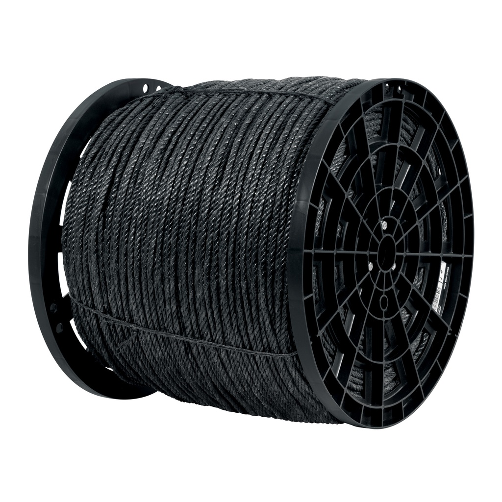 Kilo de cuerda negra de polipropileno 6 mm, carrete 20kg