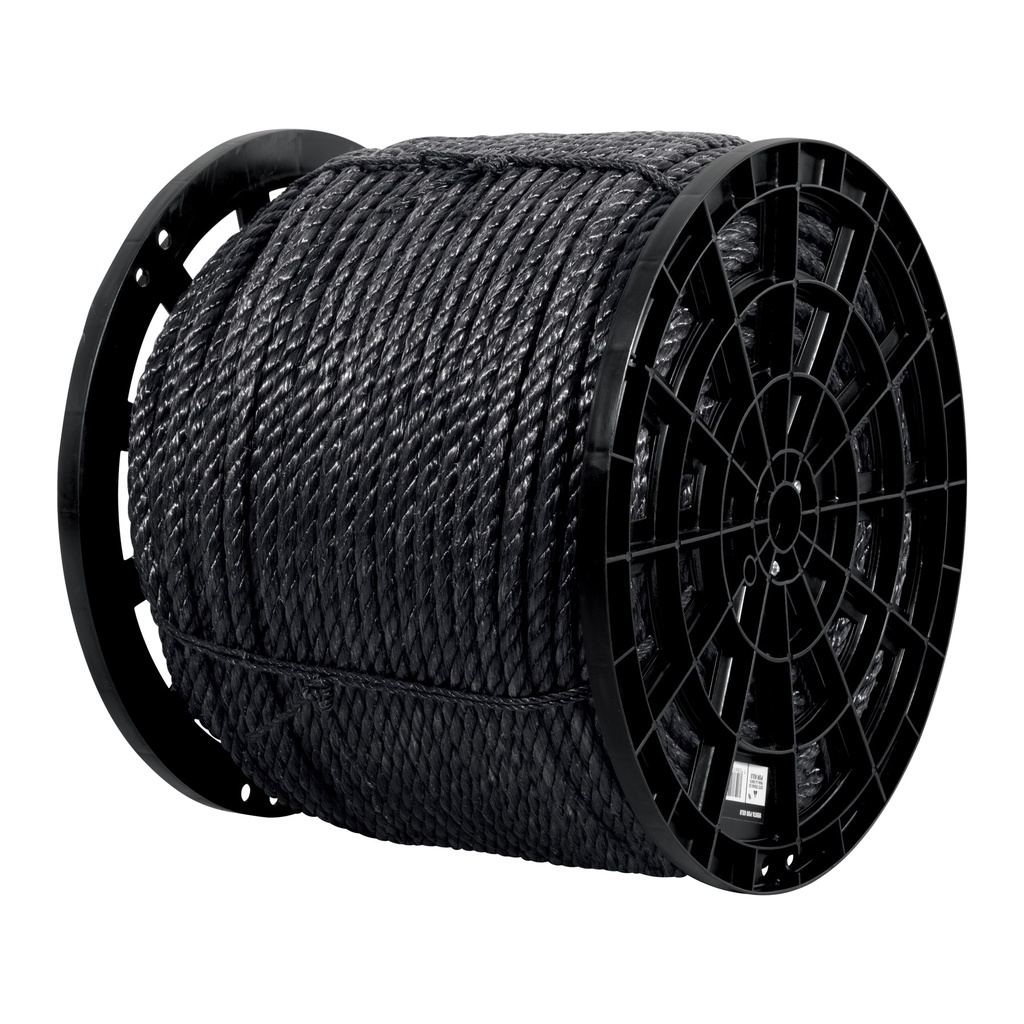Kilo de cuerda negra de polipropileno 16 mm, carrete 30kg