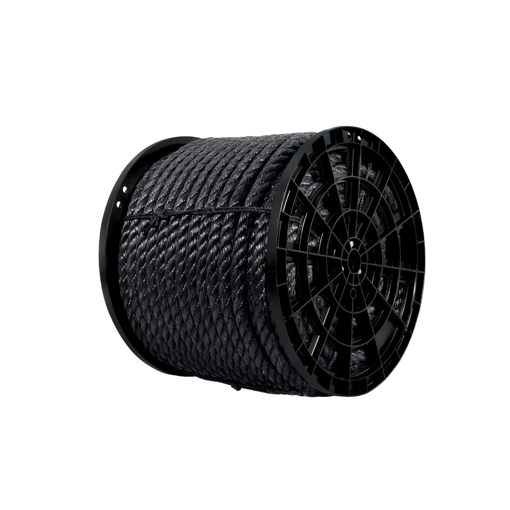 Kilo de cuerda negra de polipropileno 25 mm, carrete 30kg