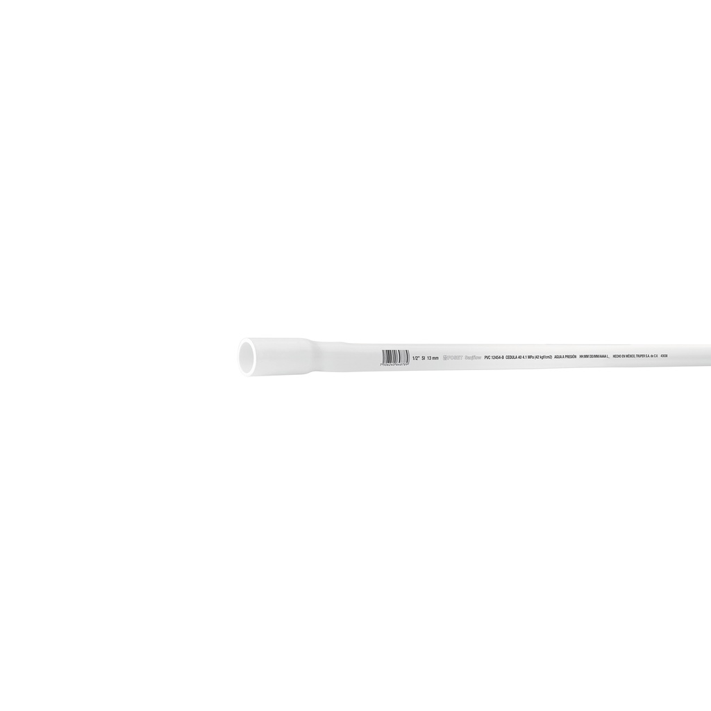 Tubo de 1/2' PVC hidráulico cédula 40, 3m, 0.7kg, FOSET