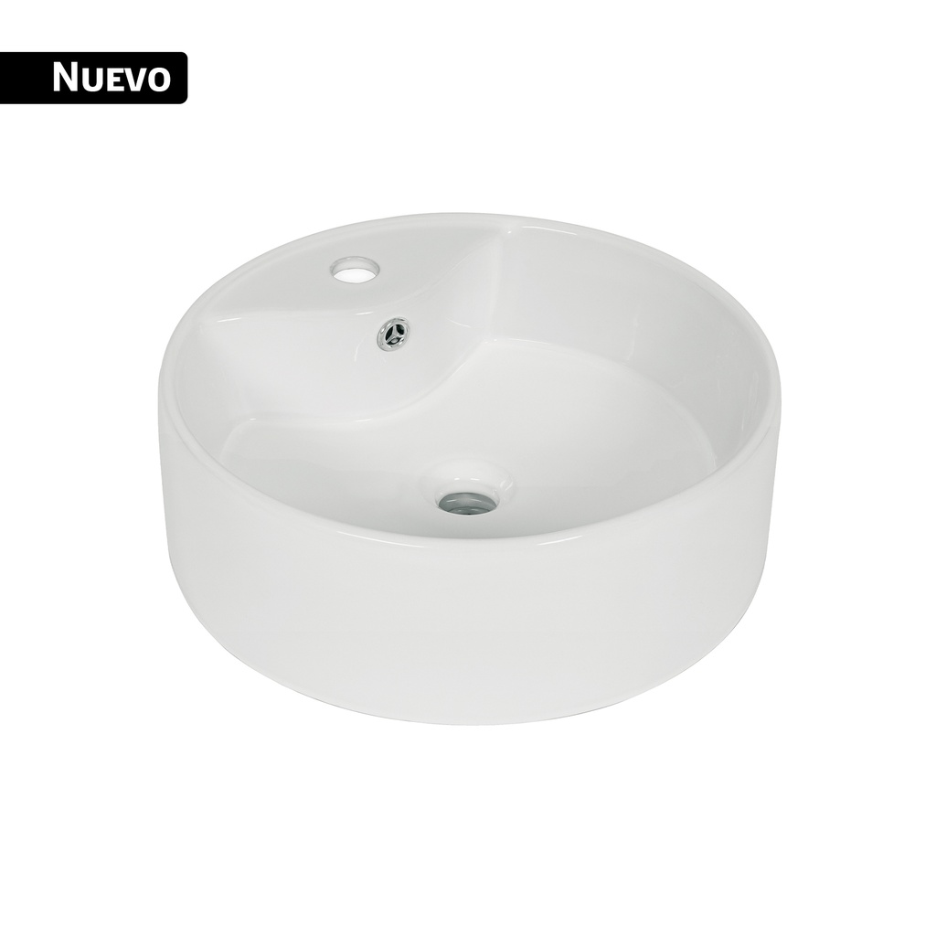Lavabo de porcelana de sobreponer redondo, blanco, FOSET