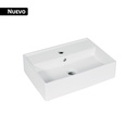Lavabo de porcelana de sobreponer rectangular, blanco, FOSET