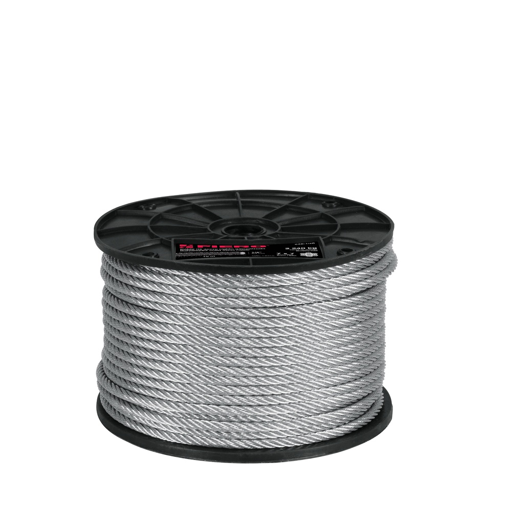 Metro de cable rígido 1/4' de acero 7x7 hilos, 75 m, FIERO