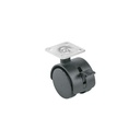 Rodaja tipo yoyo de 40 mm con placa, con freno, FIERO