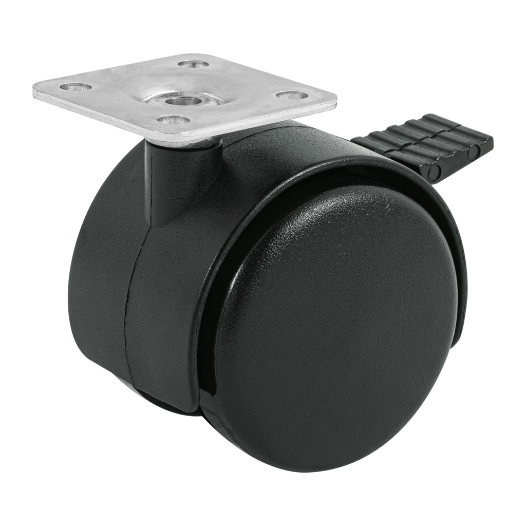Rodaja tipo yoyo de 50 mm con placa, con freno, FIERO