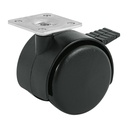 Rodaja tipo yoyo de 50 mm con placa, con freno, FIERO
