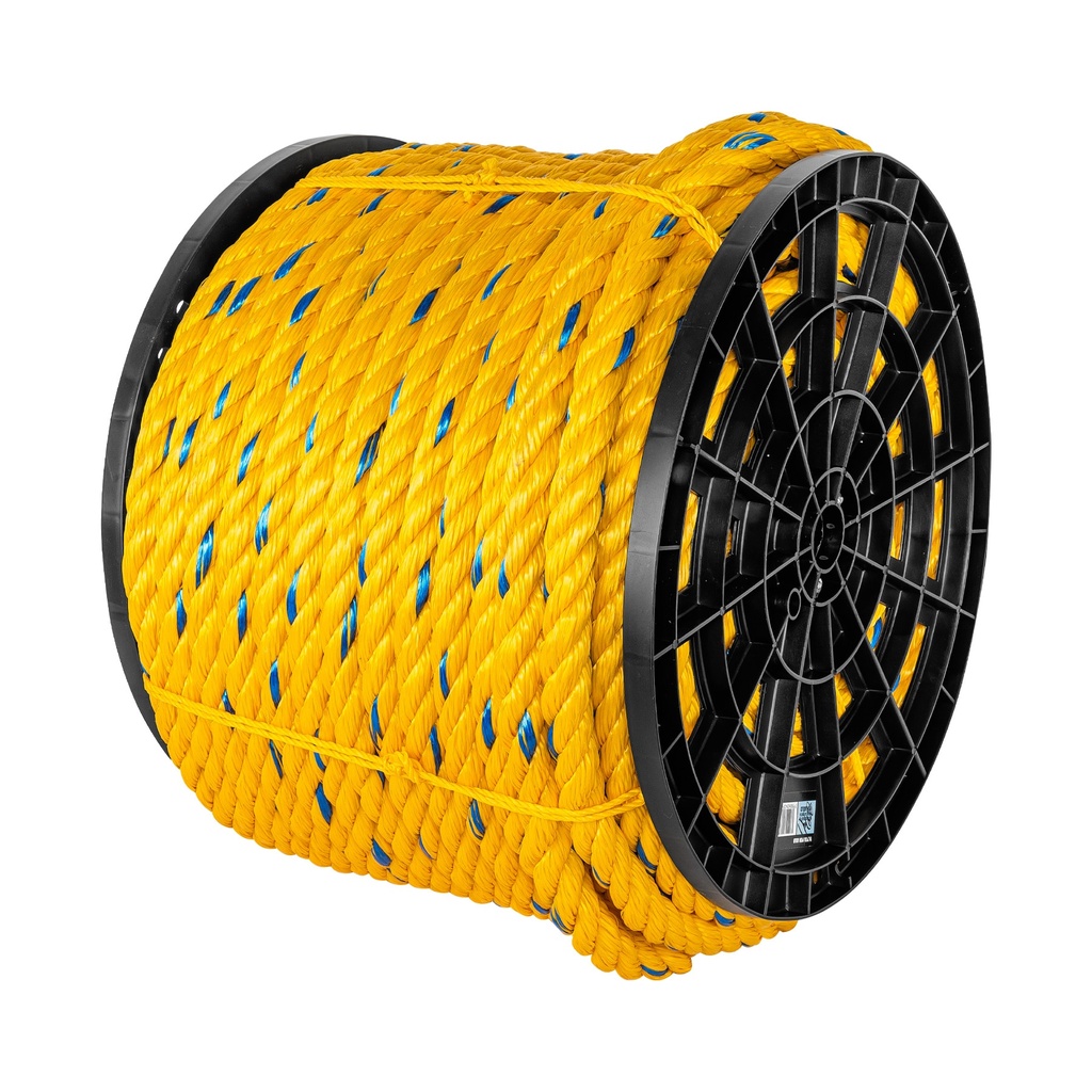 Kilo de cuerda amarilla de polipropileno 25mm, carrete 30kg