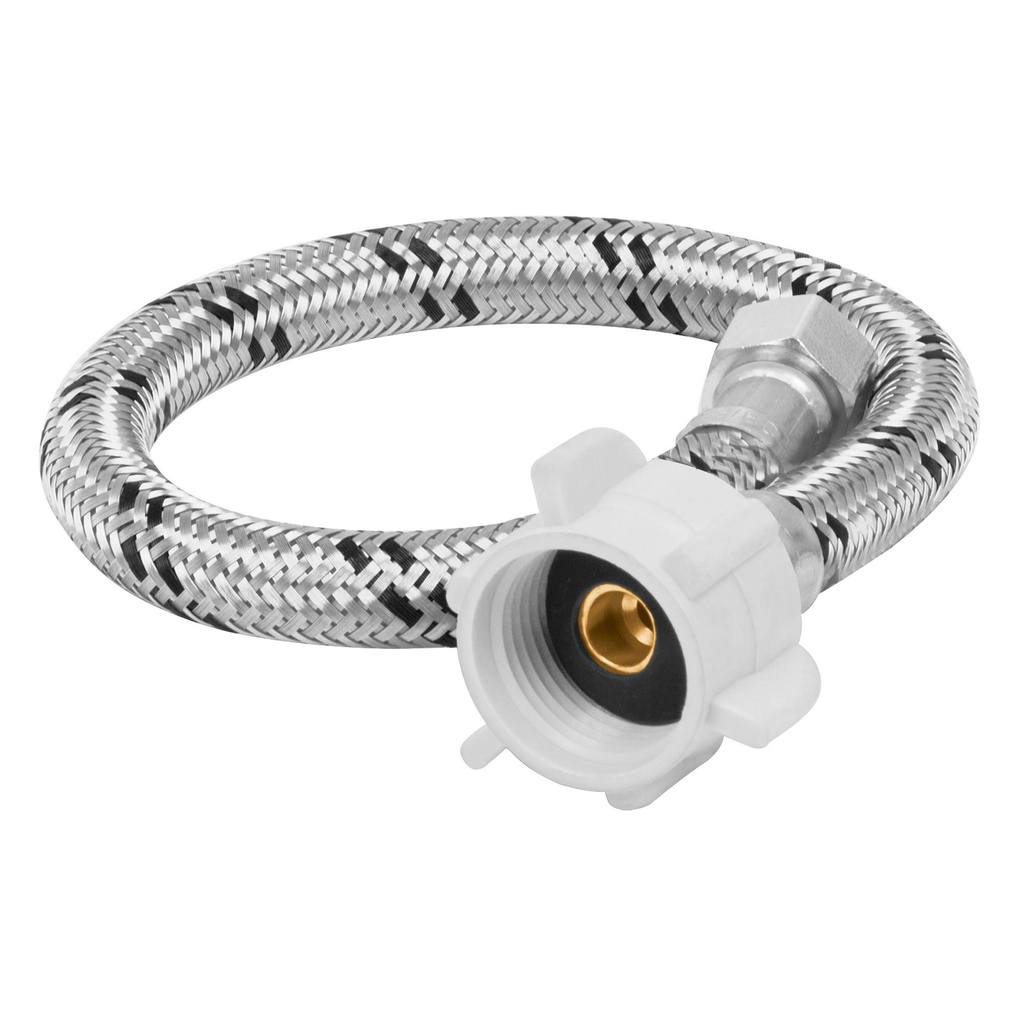 Manguera p/WC, acero inox, 3/8'x7/8', 35cm, plástico/latón