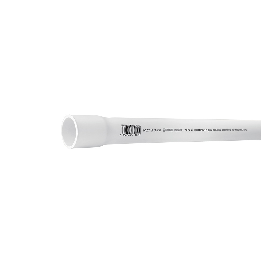 Tubo de 1-1/2' PVC hidráulico cédula 40, 3m, 2.3kg, FOSET