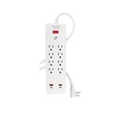 Multicontacto 8 entradas, 2 USB A + 2 USB C, blanco, VOLTECK