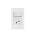 Placa armada 1 interruptor,1 contacto,1mod, Española, blanco