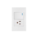 Placa armada 1 interruptor,1contacto,1.5mod,Española, blanco