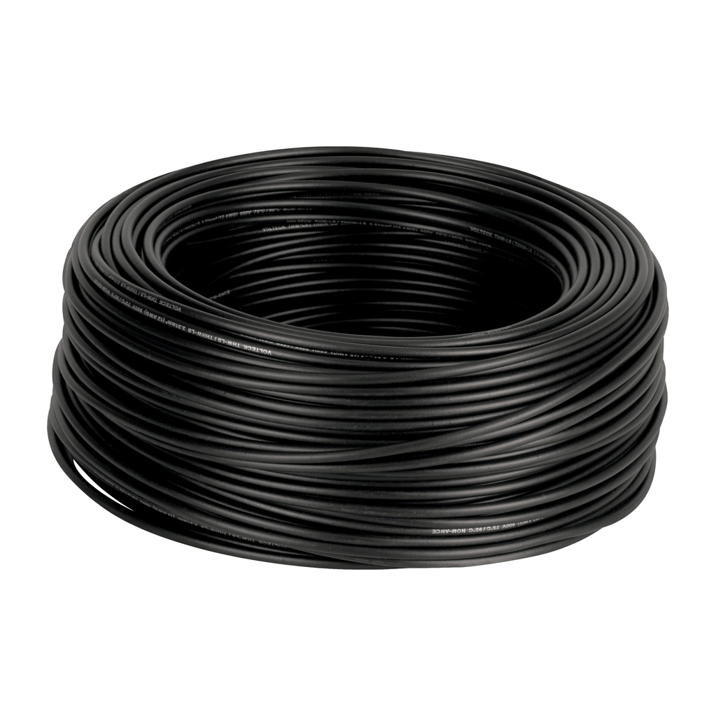 Rollo de 100 m de cable THHW-LS 12 AWG negro, VOLTECK