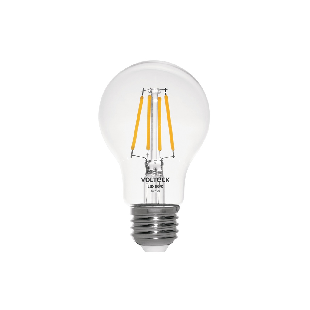 Foco LED filamento 6 W, A19, 2700K luz ambar, E26, VOLTECK