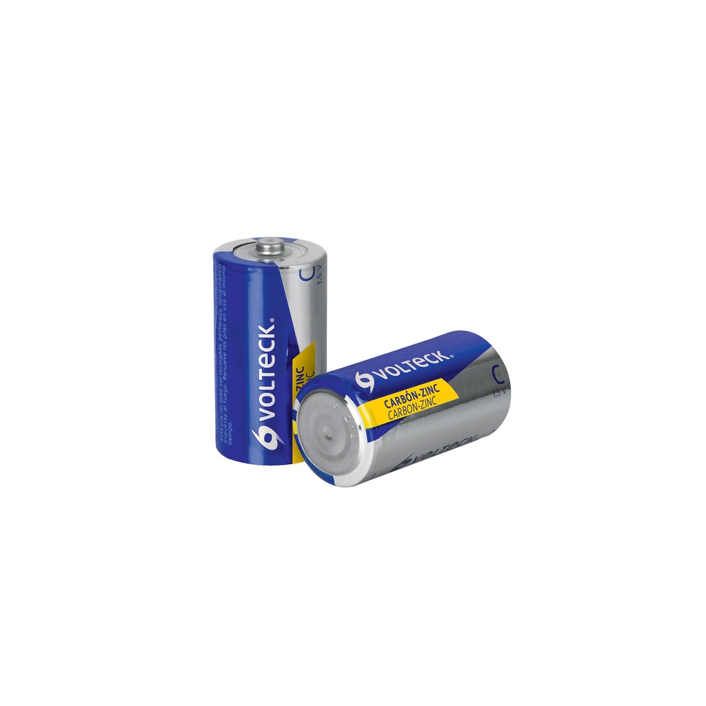 Blíster con 2 pilas zinc-carbón C, VOLTECK