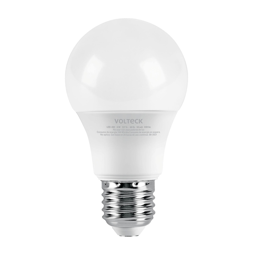 Foco LED 6W (40W) A19, 3000K blanca cálida, 440 lm, blíster