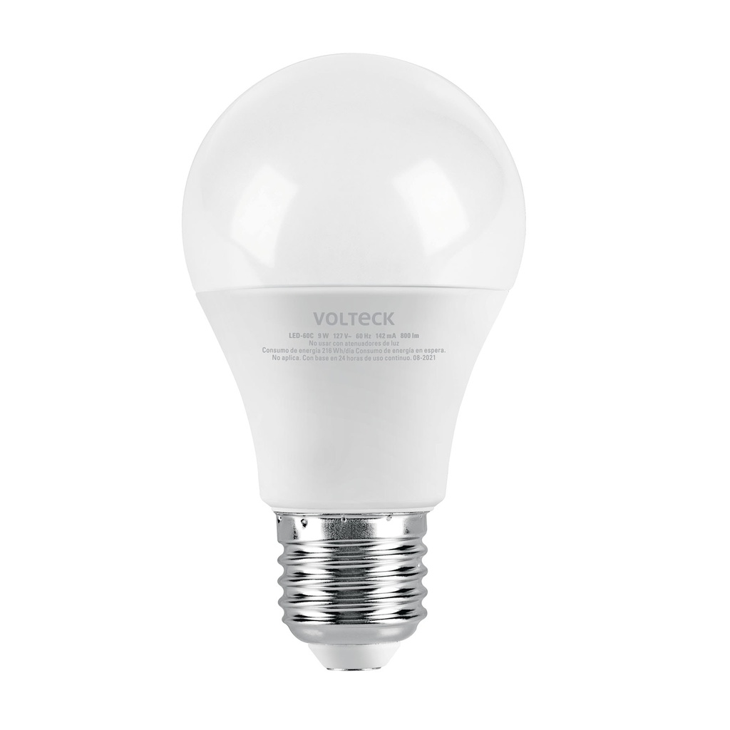 Foco LED 9W (60W) A19, 3000K blanca cálida, 800 lm, blíster