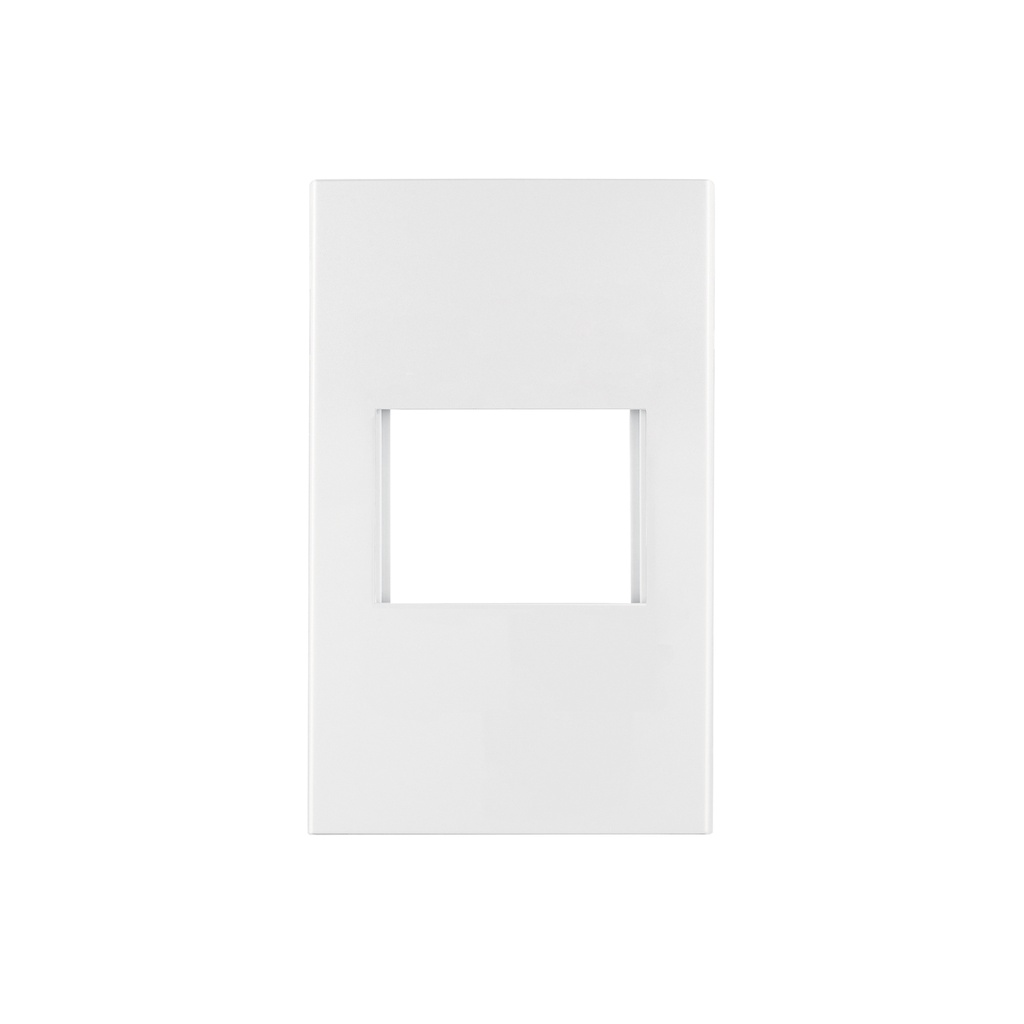 Placa 1 ventana, 1.5 módulos, línea Española, color blanco