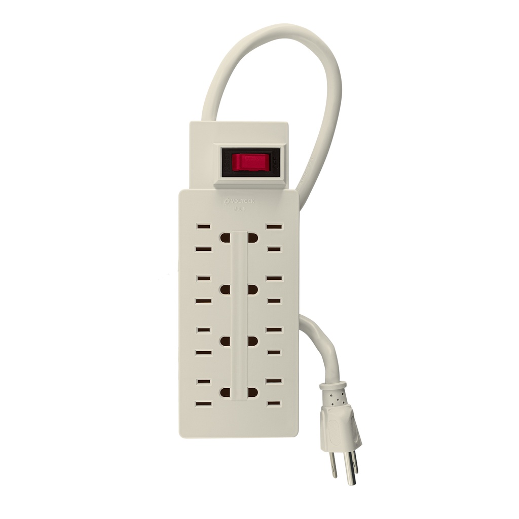 Multicontacto 14 AWG uso rudo con 8 entradas, VOLTECK