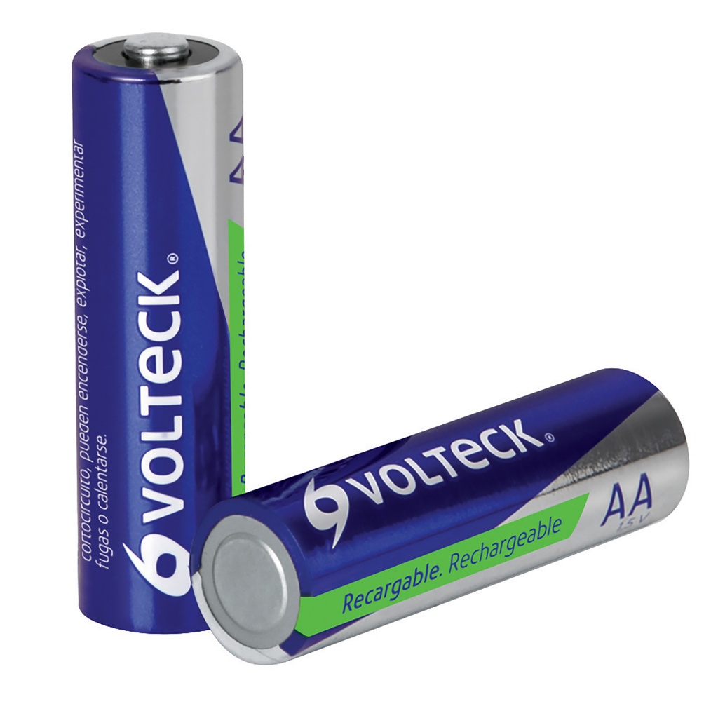 Blíster con 2 pilas recargables AA larga duración, 2500 mAh