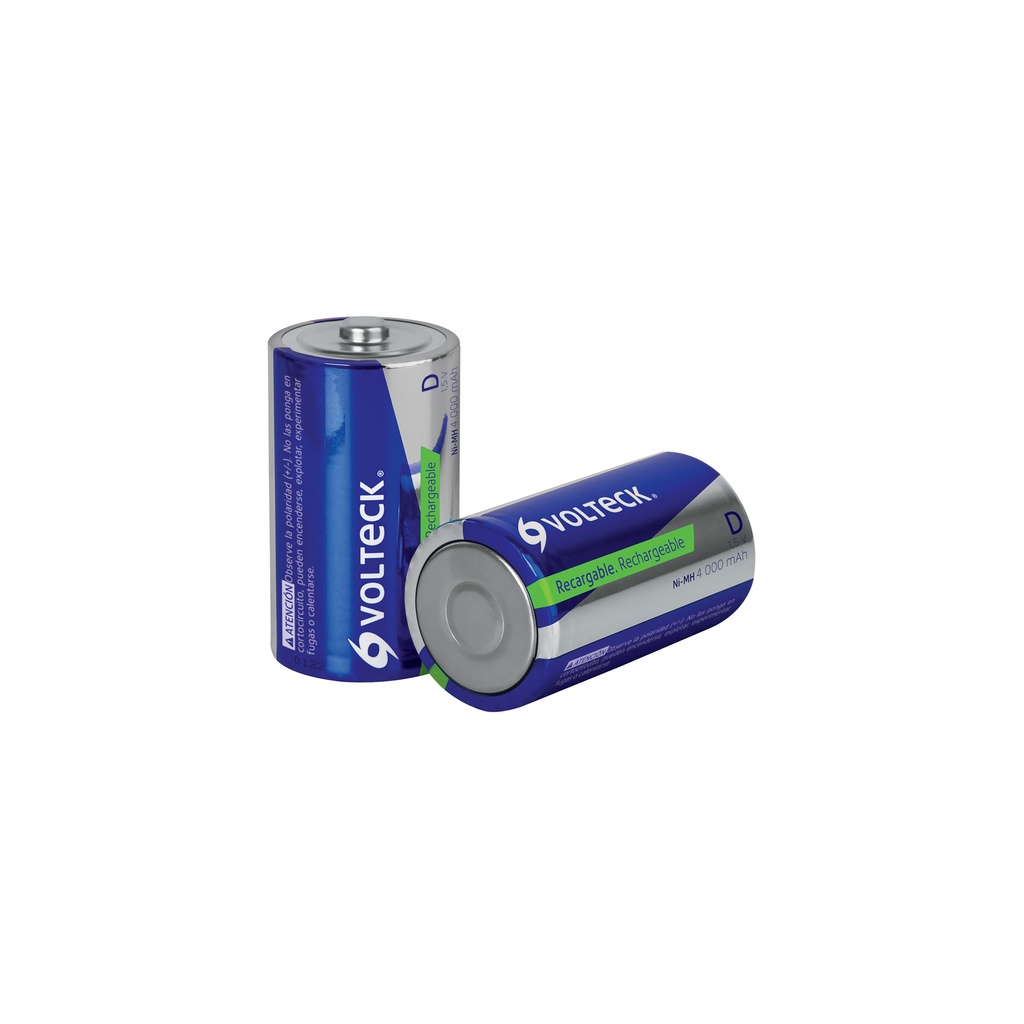 Blíster con 2 pilas recargables D larga duración, 4000 mAh
