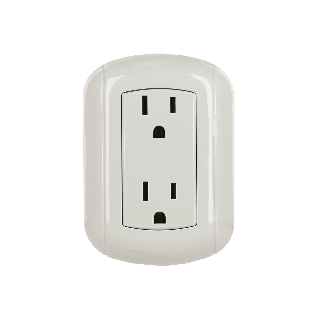 Contacto de sobreponer dúplex 2 polos+ tierra, ABS, VOLTECK