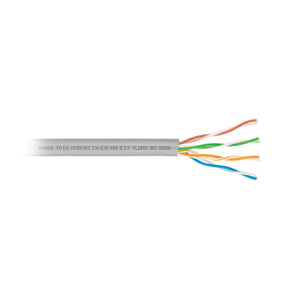 Metro de cable UTP CAT5E, Bobina de 305m, gris, VOLTECK