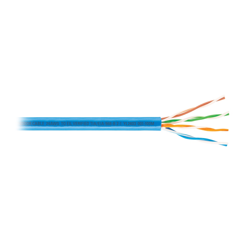 Metro de cable UTP CAT5E, Bobina de 100m, azul, VOLTECK