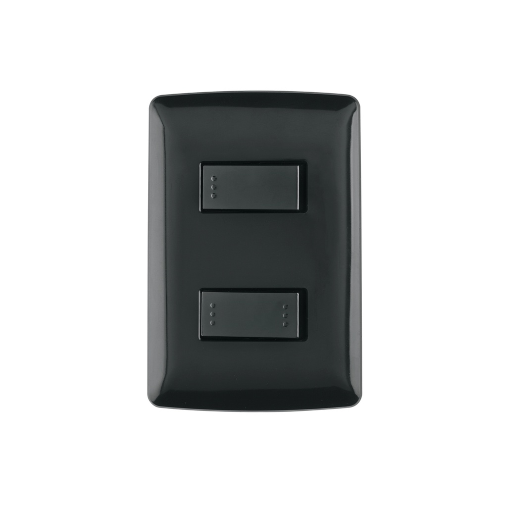 Placa armada 1 interruptor 1 escalera, negro, línea Italiana